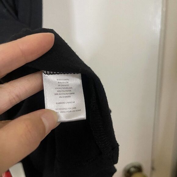 VINCE. black dotted lace overlay mini swing dress size Large Nwot - Picture 4 of 4